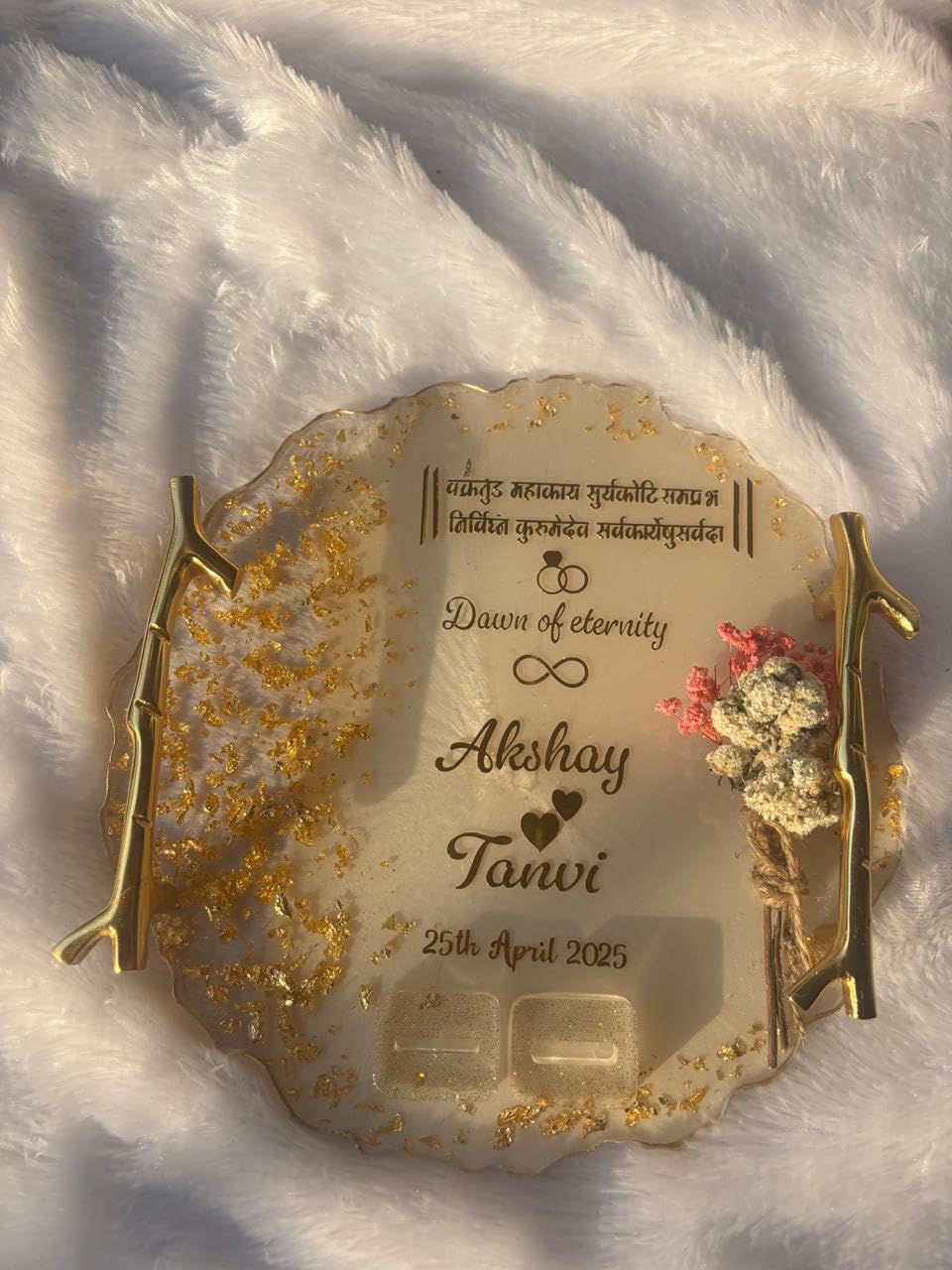 10-Inch Customizable Resin Ring Platter, 2 Holders