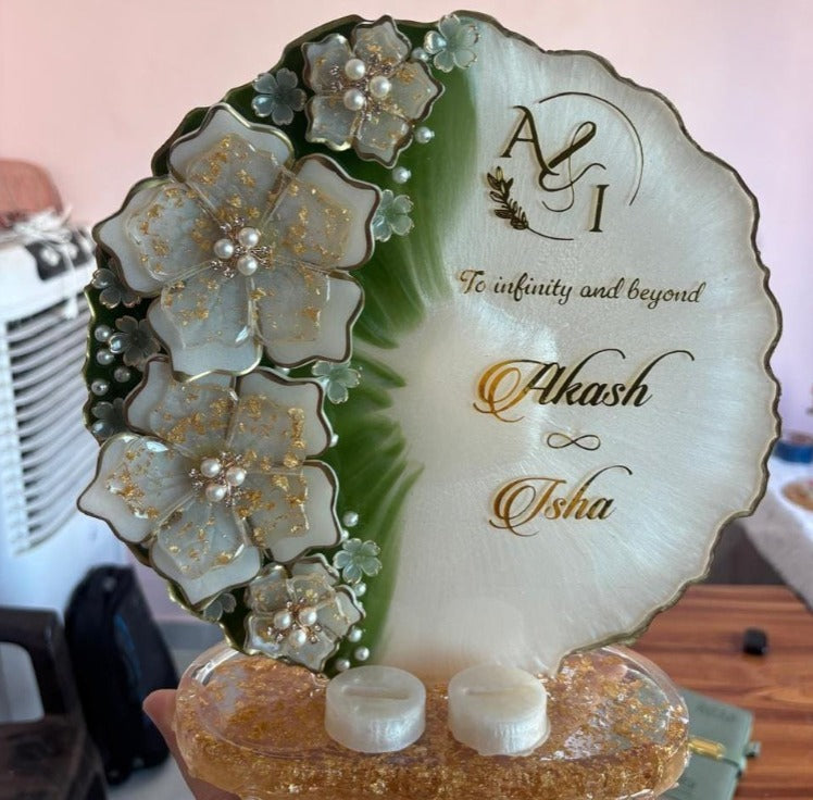 Customize Handmade Standing Resin Ring Platter | Available in 8 & 10 Inch for Engagement, Wedding & Proposal