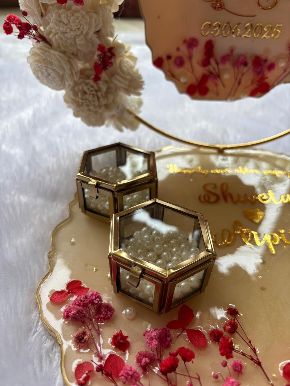 10 Inch Resin Engagement Platter with Ring Box Set