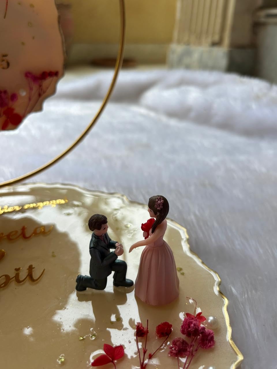 10 Inch Resin Engagement Platter with Ring Box Set