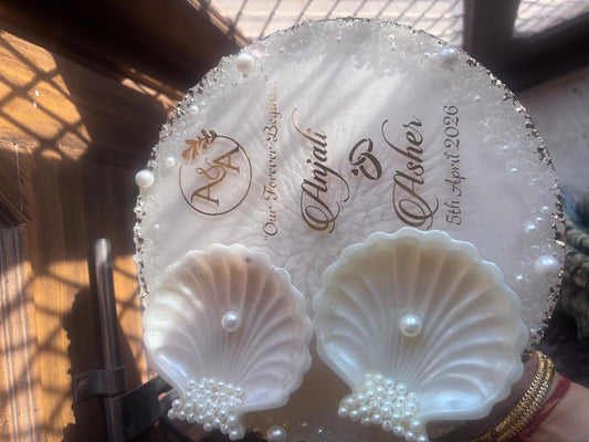 10 Inch Resin Engagement Ring Platter, Pearl Finish