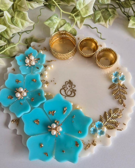 8 Inch Resin 3D flower Pooja Thali