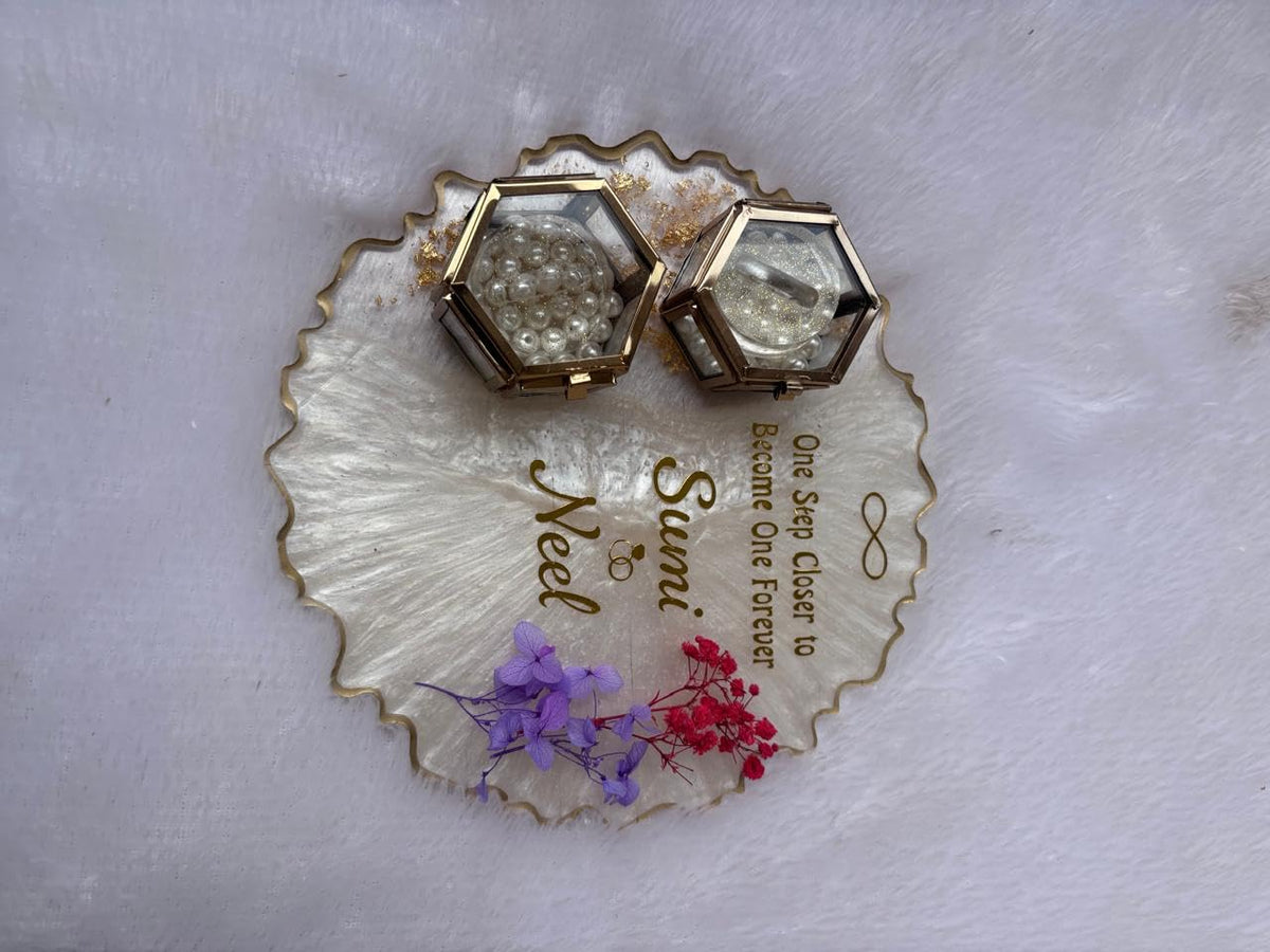 8 Inch Custom Resin Engagement Platter, 2 Vintage