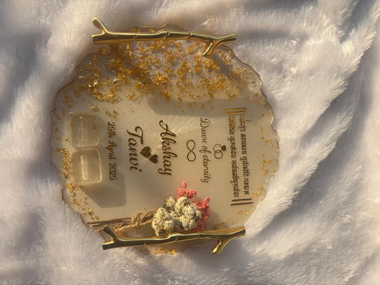 10-Inch Customizable Resin Ring Platter, 2 Holders