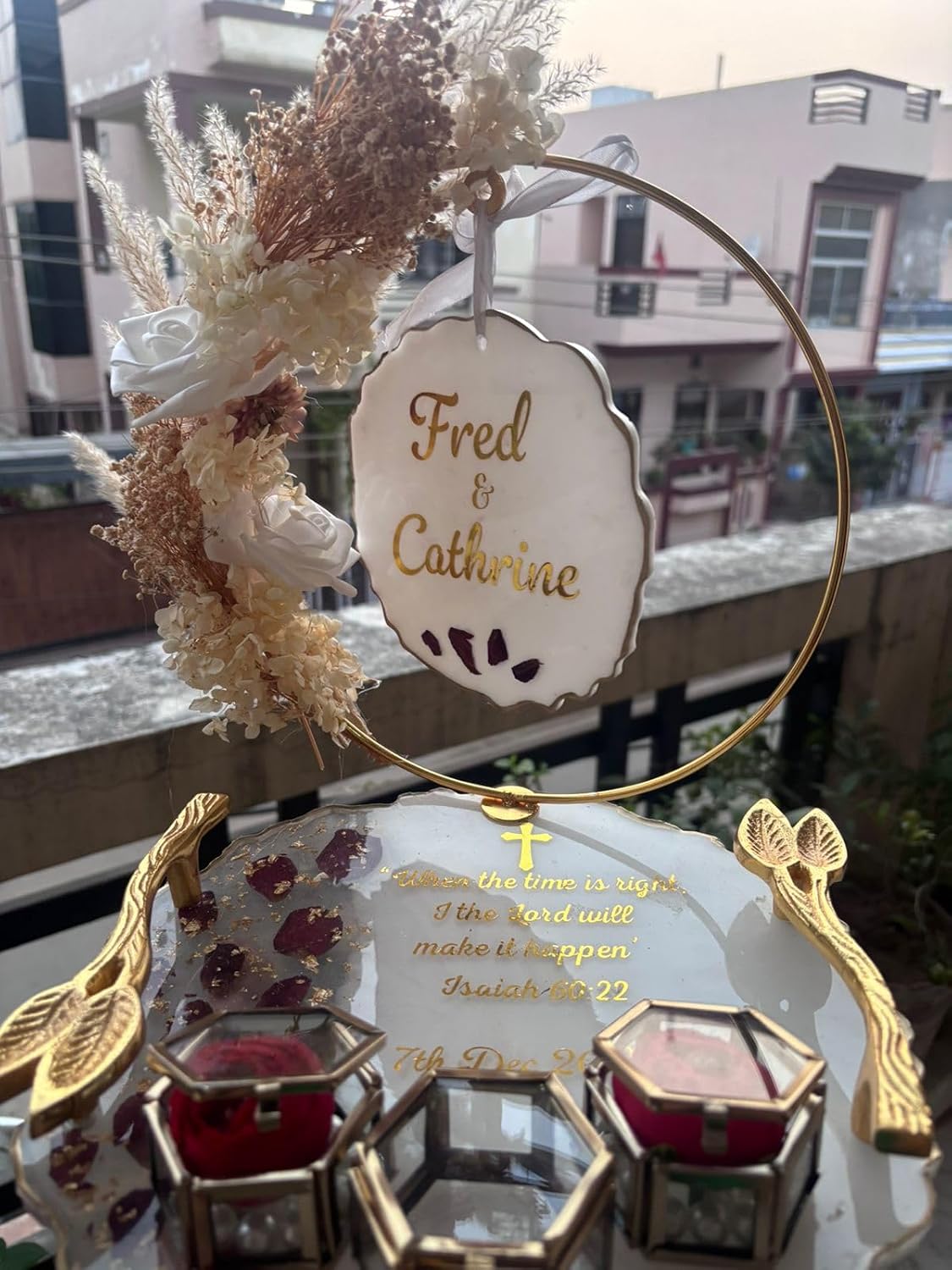 10 Inch Resin Engagement Platter, Ring Box Handles