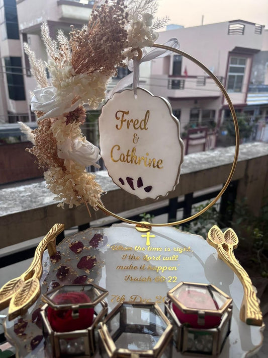 10 Inch Resin Engagement Platter, Ring Box Handles