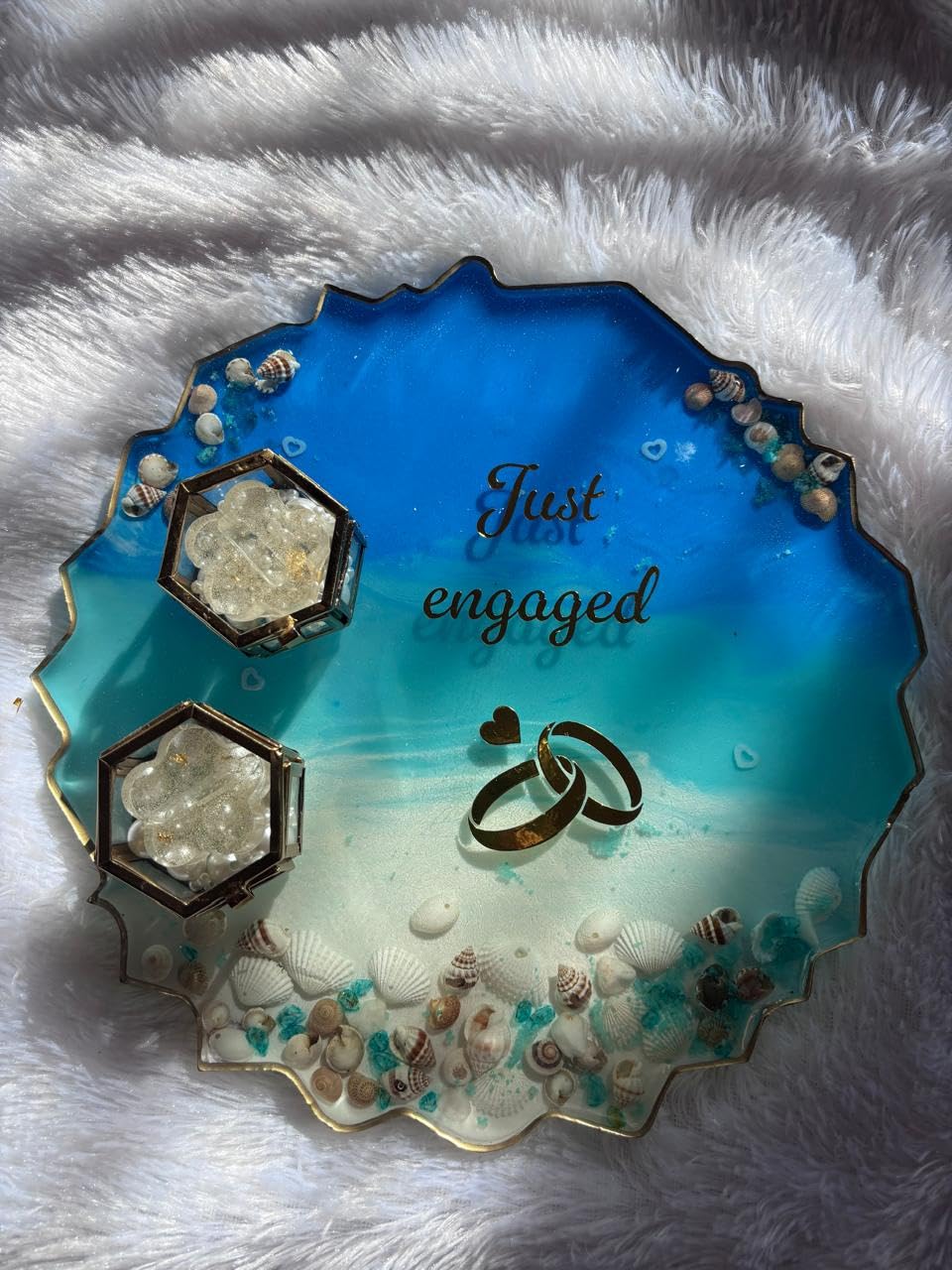 10 Inch Custom Sea Shell Engagement Platter, 2 Box