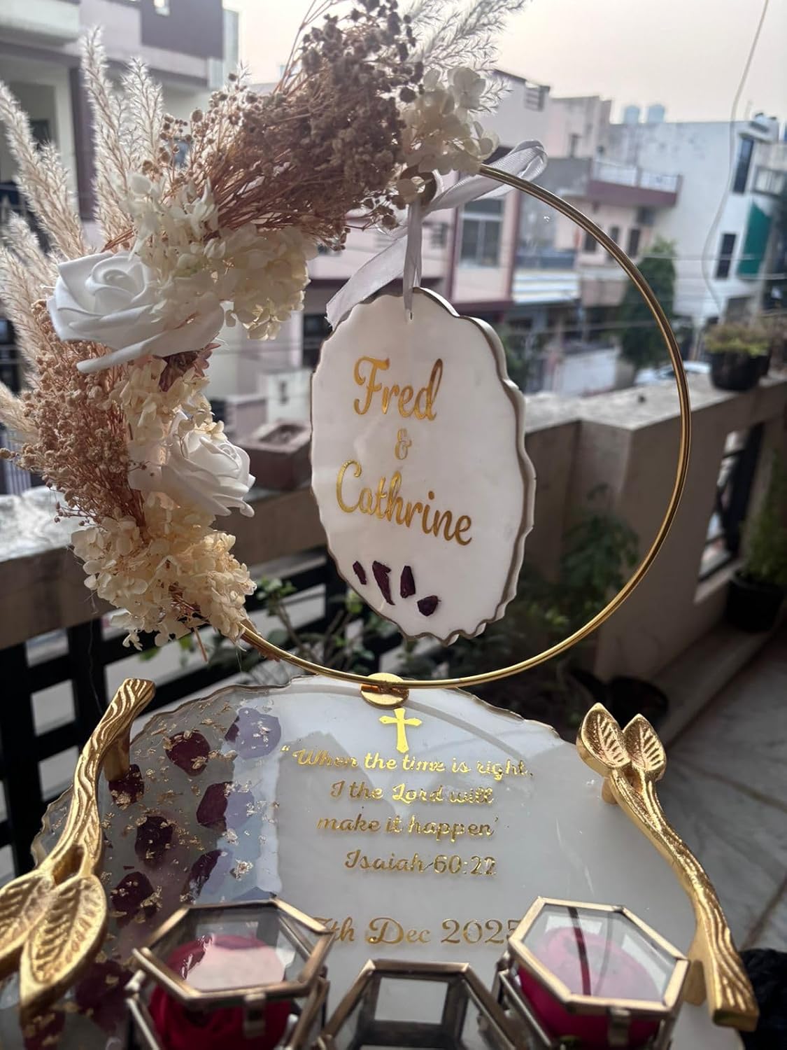 10 Inch Resin Engagement Platter, Ring Box Handles