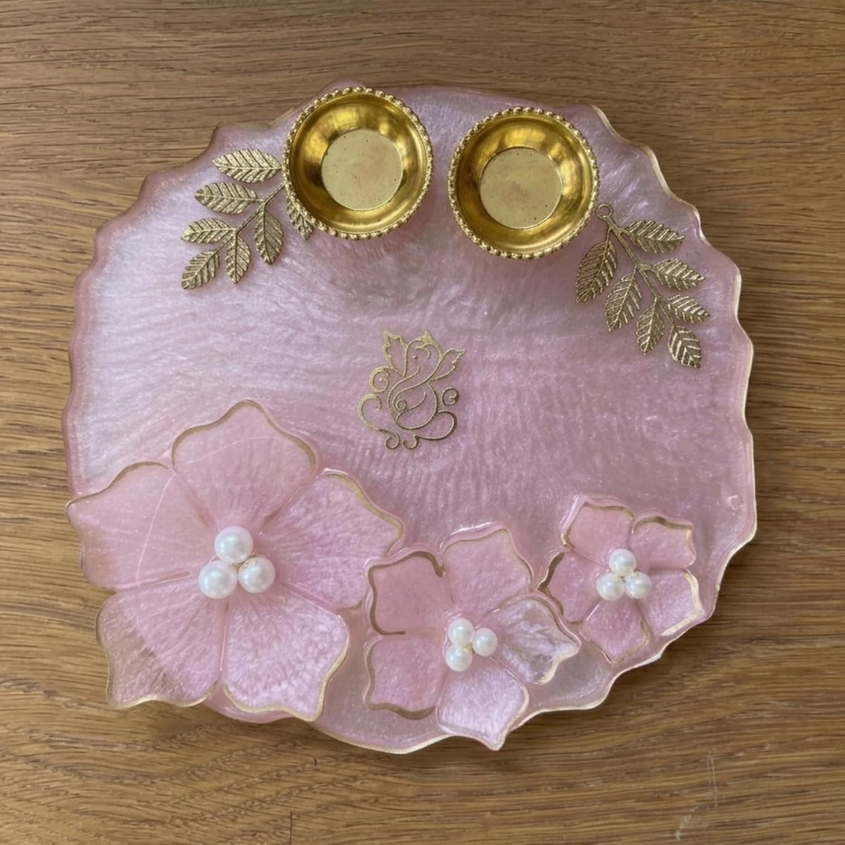 8 Inch Resin 3D flower Pooja Thali