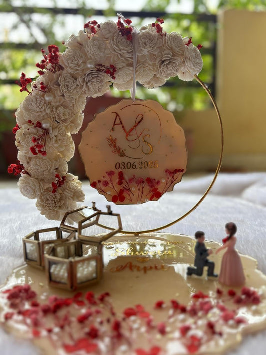 10 Inch Resin Engagement Platter with Ring Box Set