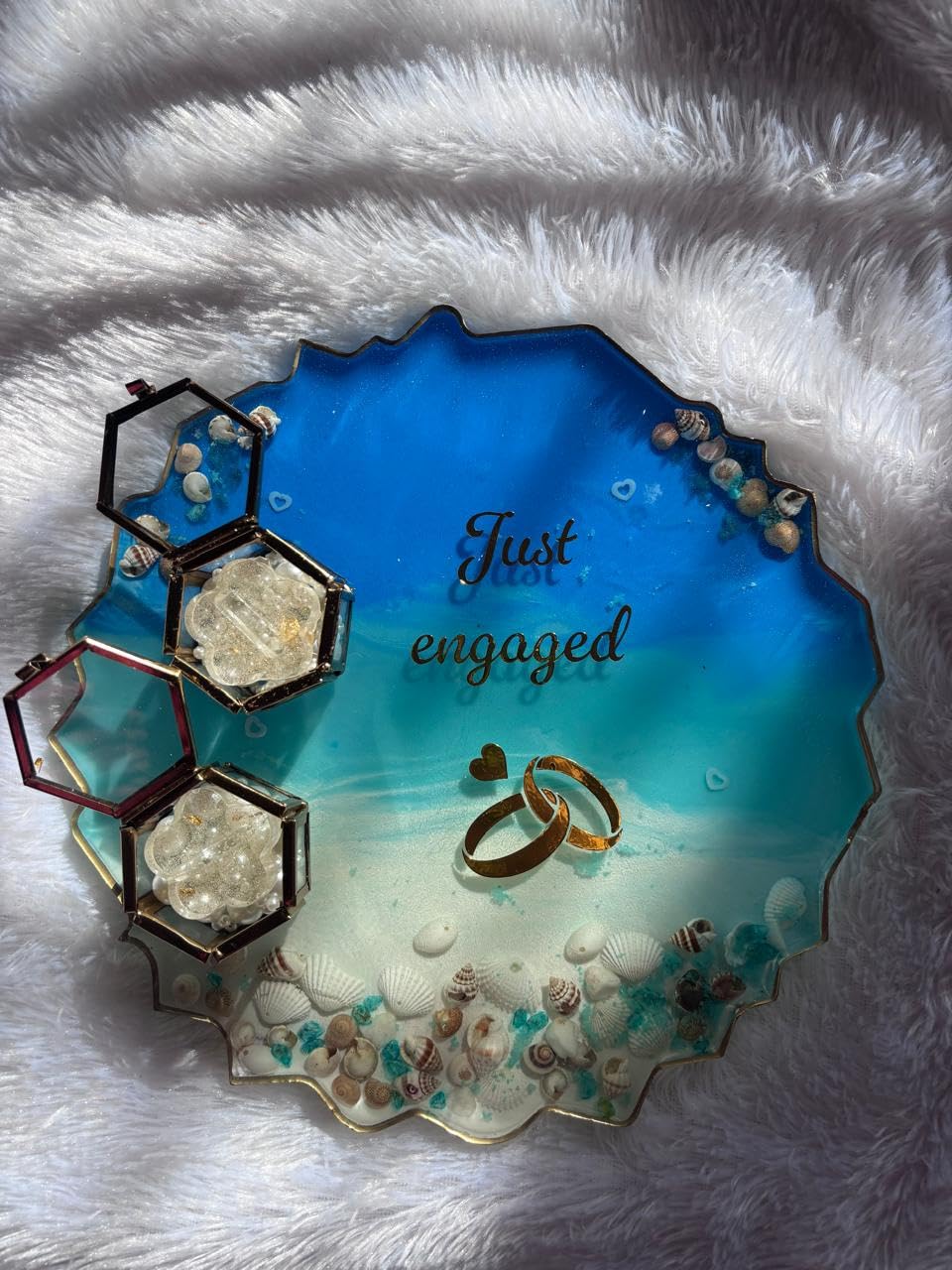 10 Inch Custom Sea Shell Engagement Platter, 2 Box
