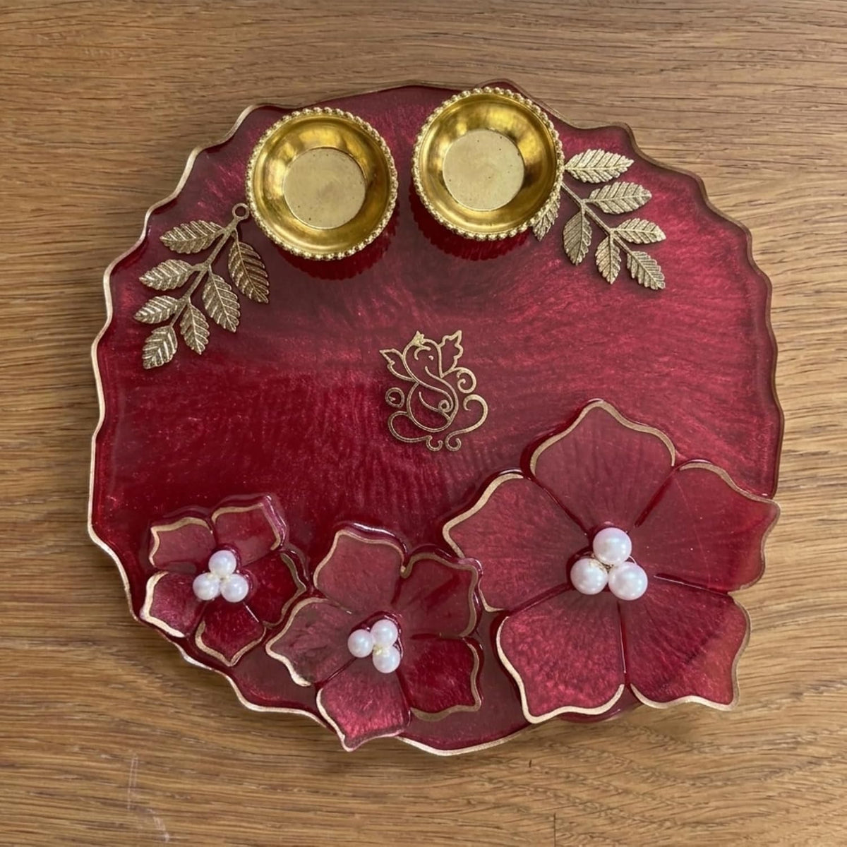 8 Inch Resin 3D flower Pooja Thali