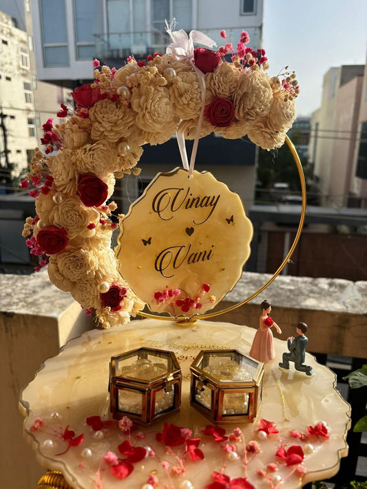 10 Inch Resin Engagement Platter, Ring Box Couple