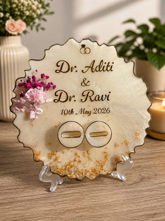 8 Inch Resin ring platter with 2 ring holder