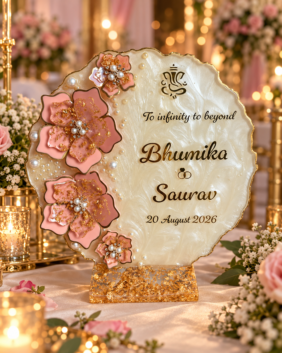 Customize Handmade Standing Resin Ring Platter | Available in 8 & 10 Inch for Engagement, Wedding & Proposal (Copy)