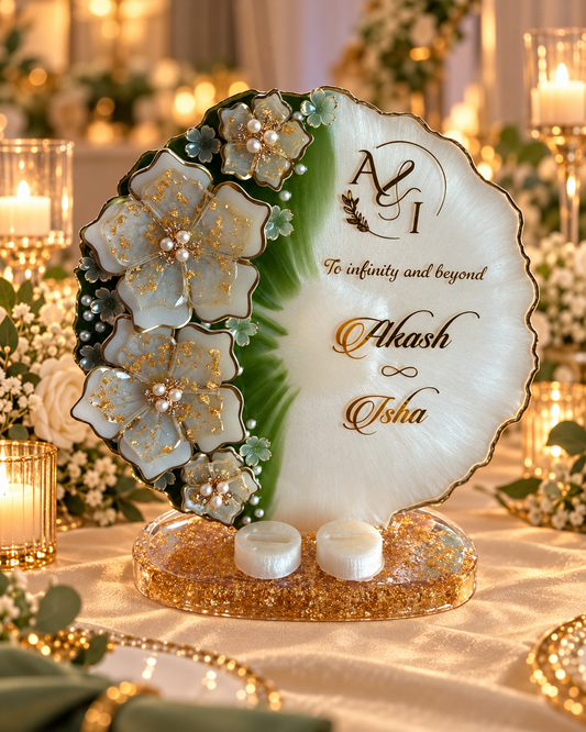 Customize Handmade Standing Resin Ring Platter | Available in 8 & 10 Inch for Engagement, Wedding & Proposal