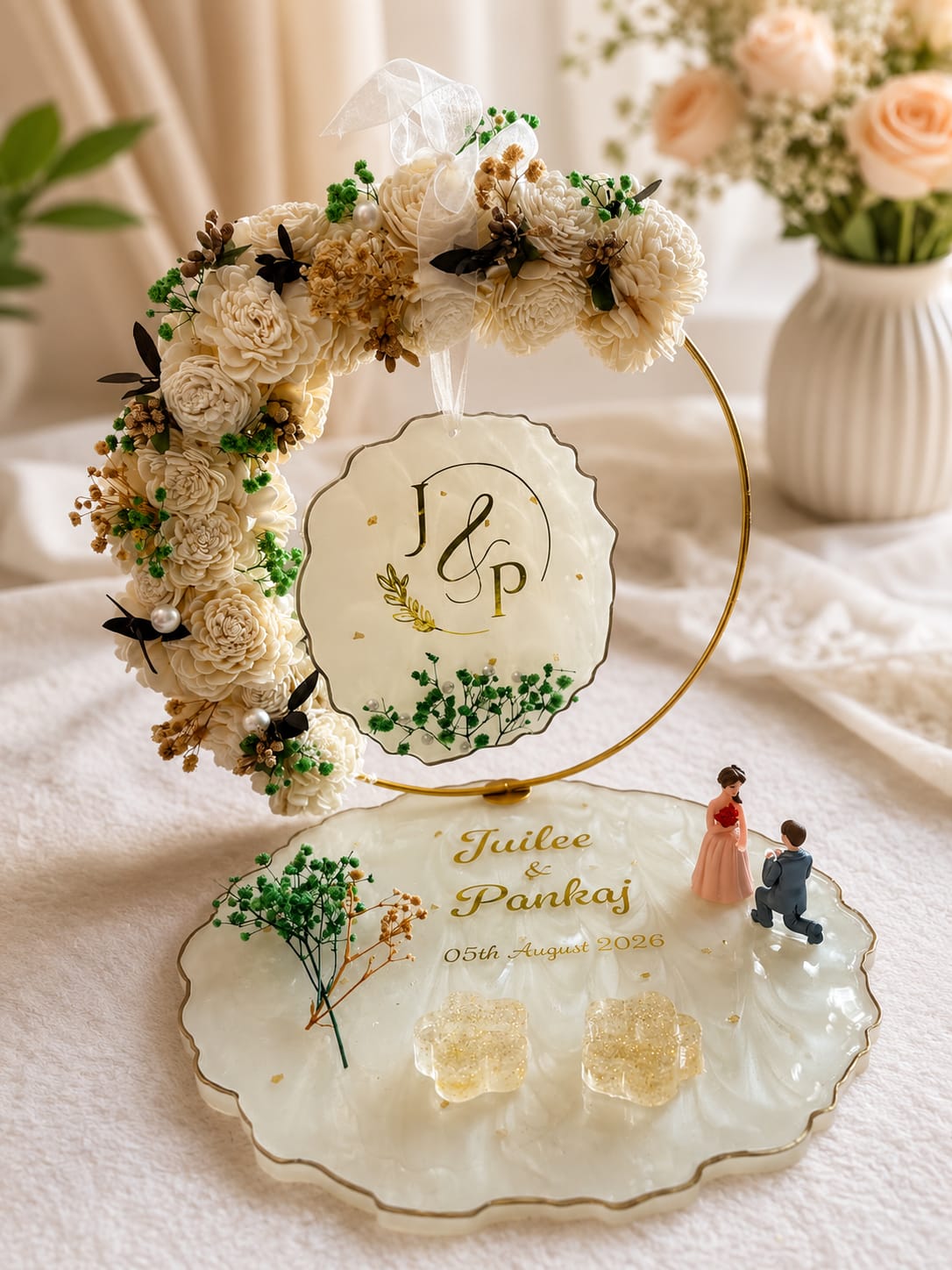 10 Inch Resin Engagement Platter with Ring Holders