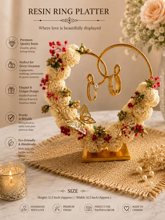 Personalised Metal Ring Stand Platter for Engagement, Wedding, Proposal & Anniversary