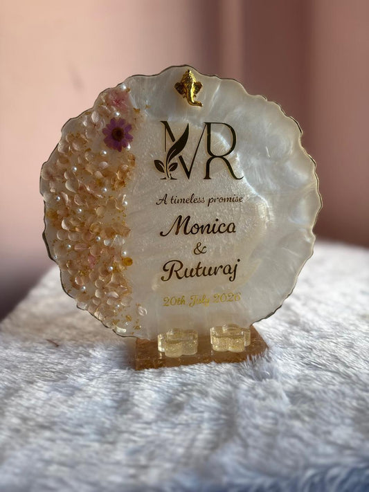 Standing Resin Wedding Platter with Custom Floral Design