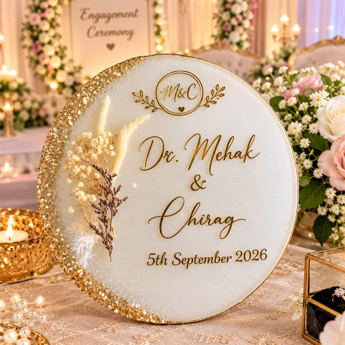 Personalized Handmade Resin Ring Platter | Available in 8 & 10 Inch for Engagement, Wedding & Proposal