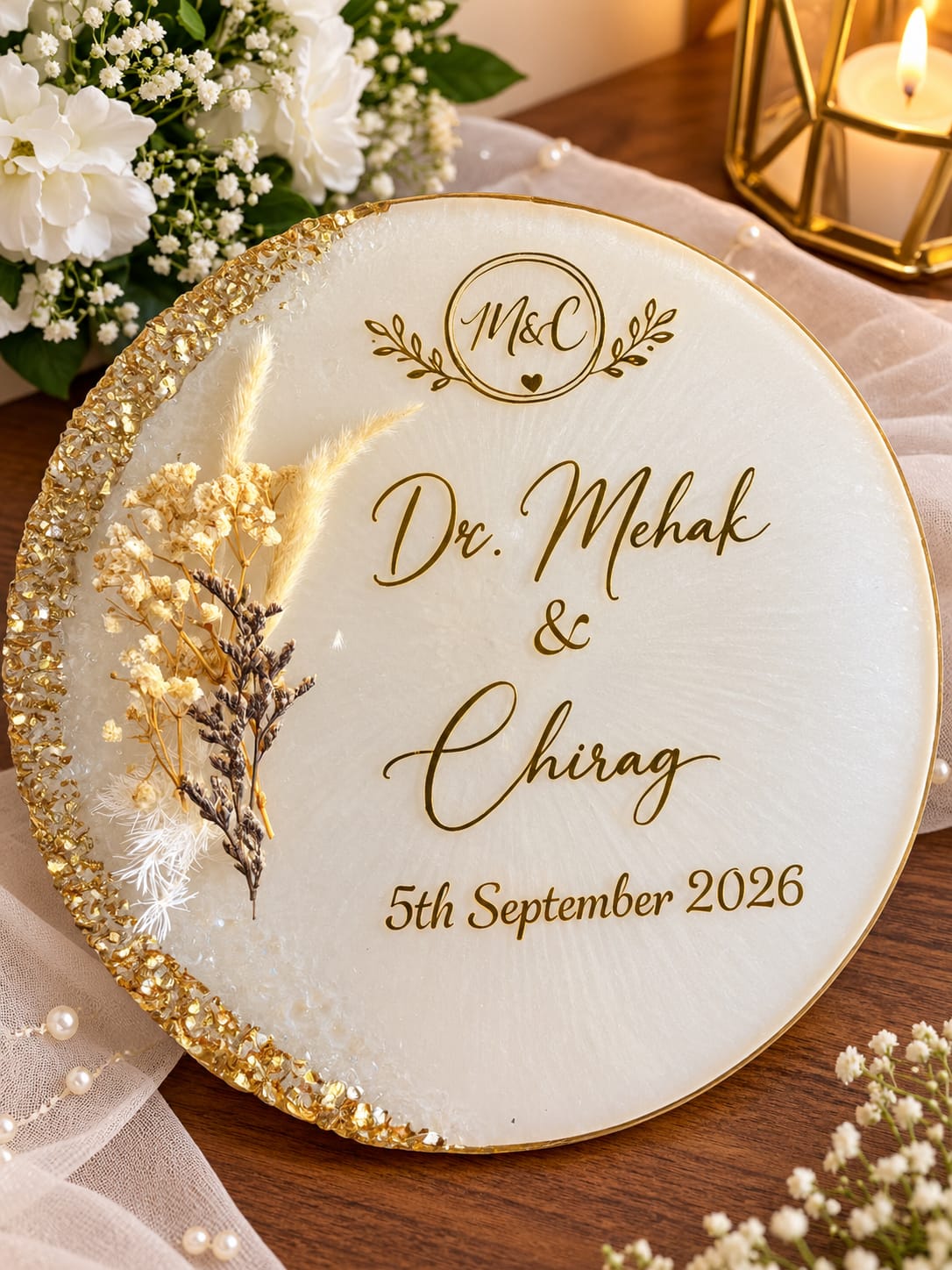 Personalized Handmade Resin Ring Platter | Available in 8 & 10 Inch for Engagement, Wedding & Proposal
