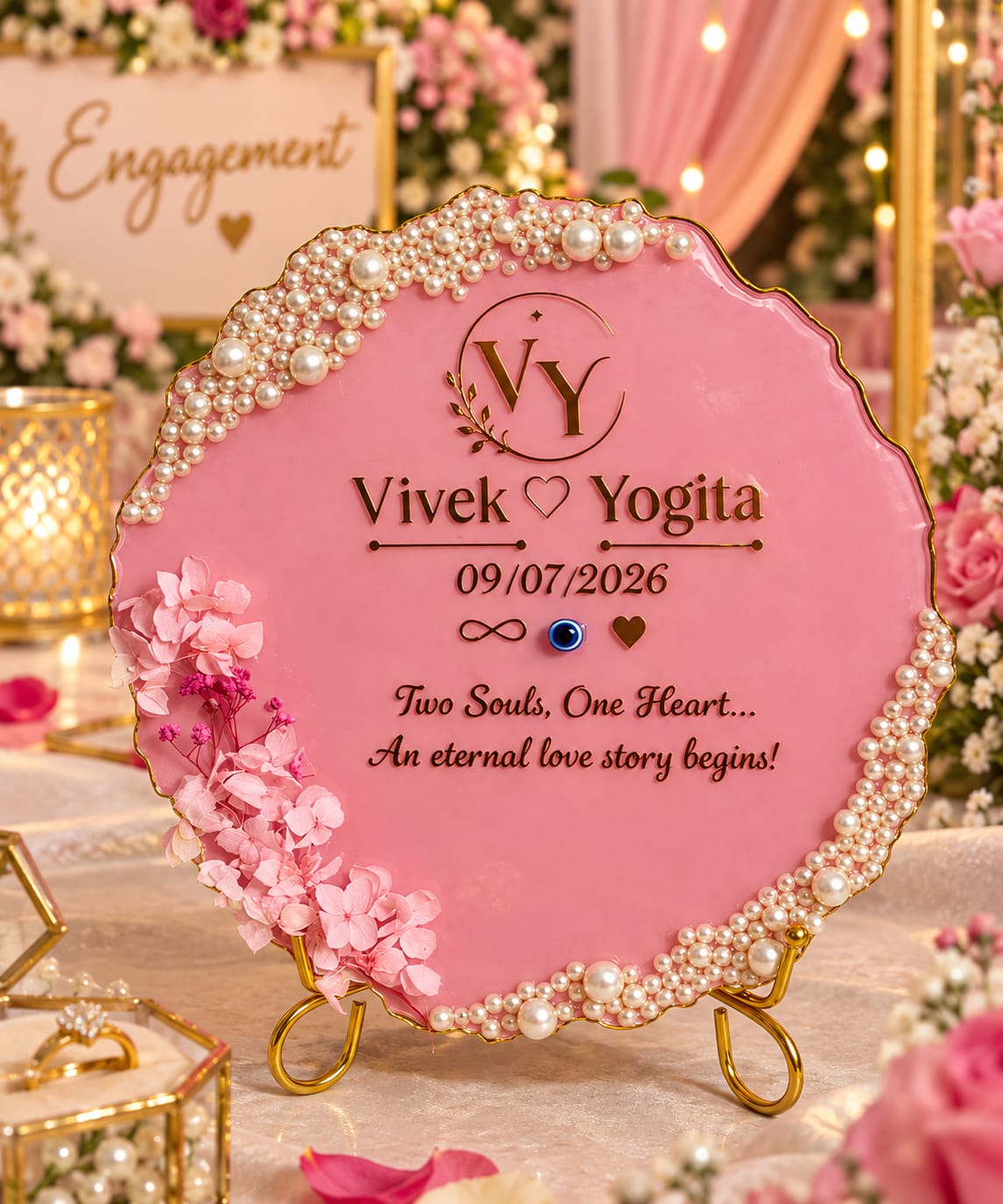 Personalized Handmade Resin Ring Platter | Available in 8 & 10 Inch for Engagement, Wedding & Proposal
